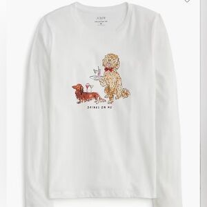 J. Crew Long-sleeve 'Drinks On Me' Dog Graphic Tee